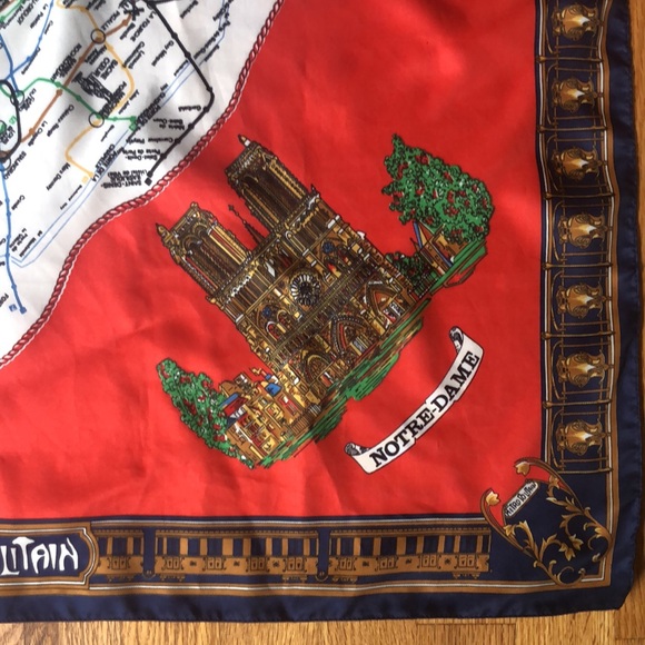 LAHMY SCARF PARIS FRANCE LANDMARKS souvenir EIFFEL TOWER NOTRE DAME VTG - Picture 8 of 16
